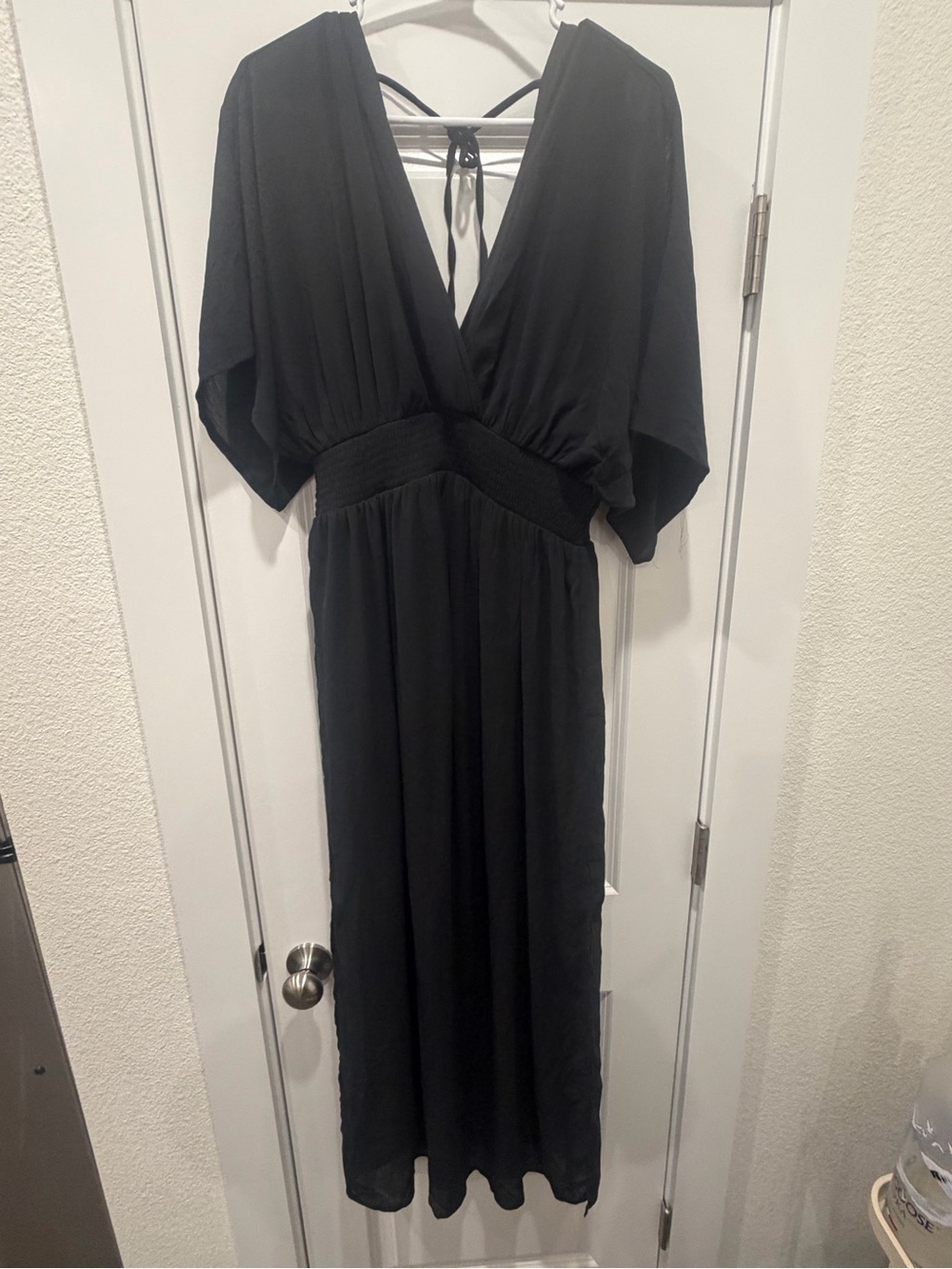 Women's Black V-Neck Maxi Dress